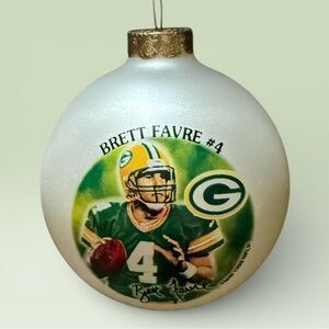 Vintage 1998 Brett Favre Green Bay Packers Glass Ball Christmas Ornament